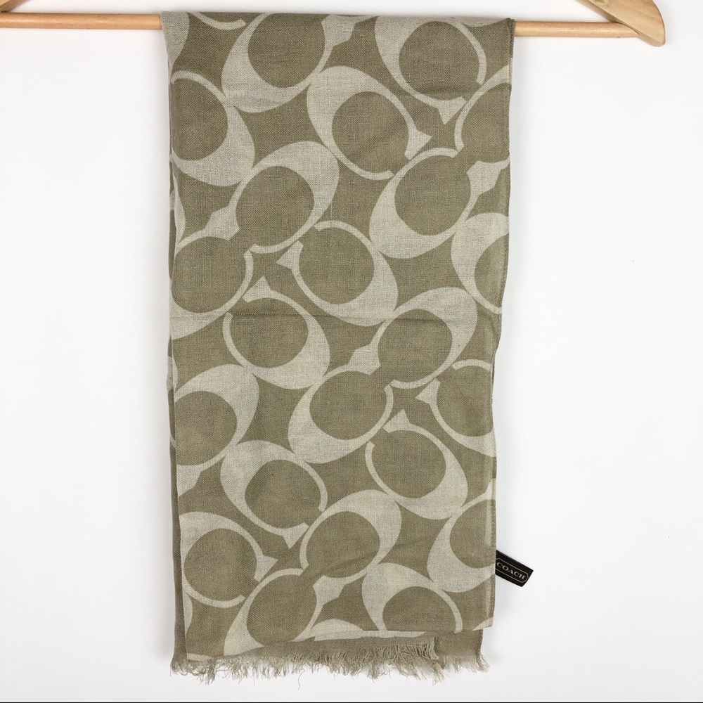 Coach Silk & Wool Signature Pattern C Tan & Cream… - image 2